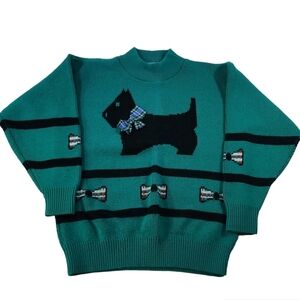 Vintage 80s Serious Affairs Sweater Women's L Ugly Christmas Sweater Green USA